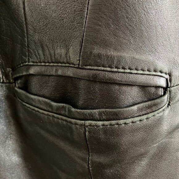 Sam women's vintage European black leather 3/4 length coat butter soft - Picture 4 of 8